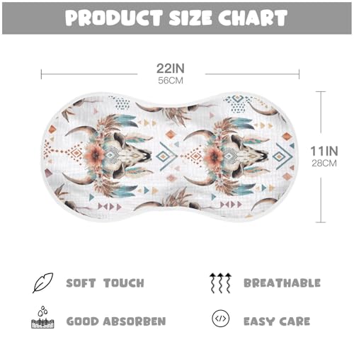 Muslin Burp Cloth for Baby 1PC Retro Cow Skull Flower Super Absorbent Burping Cloths, Bibs for Newborn Boys Girls4