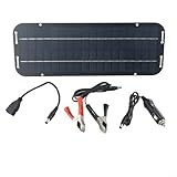 60W Solarpanel 12V Monokristallin Erhaltungsbatterie Ladegerät für Auto Wohnwagen Boot Van IP65 Wasserdicht Photovoltaik Panel Inklusive Krokodilklemmen Schwarz