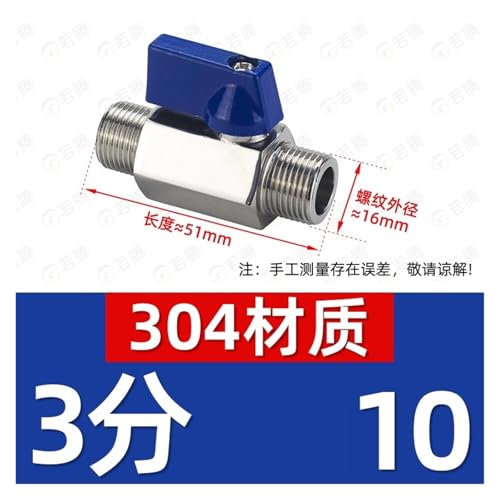 Válvula de bola G3/8 de acero inoxidable 304 mini para alta presión 3