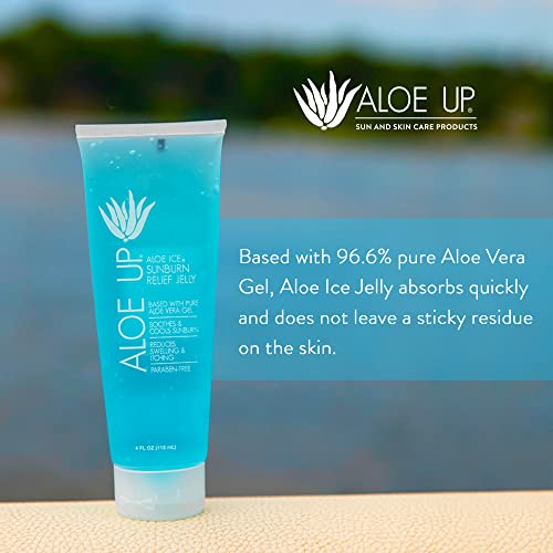 ALOE UP Aloe Ice Sunburn Relief Jelly - Face and Body Organic After Sun Gel - With 96.6% Pure Aloe Vera Gel and 2% Anesthetic Lidocaine - Reef Safe - Alcohol- and Fragrance-Free - 4 Oz - Image 6