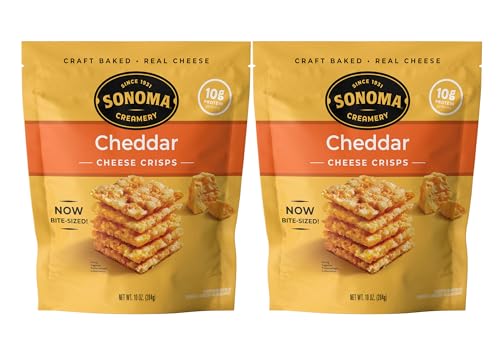 Sonoma Creamery - Cheese Crisps, Cheddar, 10 Oz (2 Count) | Savory Snack Cracker | High Protein | Low Carb | Gluten Free | Wheat Free