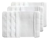 Chanie Women Pack of 3 Soft Comfortable 4 Hooks Bra Extender White