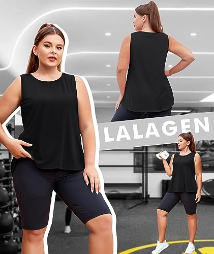 LALAGEN Plus Size Womens Workout Tank Tops Sleeveless Summer Loose Fit Flowy Yoga Athletic Running Shirts3