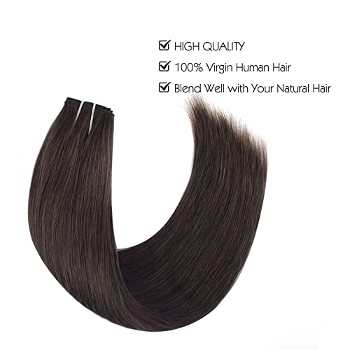 Sassina Invisible Wire Human Hair Extensions Remi Off Black For Women, Miracle Wire In Hair Extensions No Glue No Clip Fish Line Hair Extensions 20 Inch 120 Gram