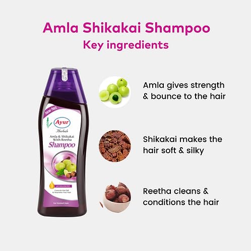 Aayur Herbal Amla & Shikakai with Reetha Shampoo, Paraben-Free, Gentle Cleanser for All Hair Types, 16.91 fl.oz. image 4