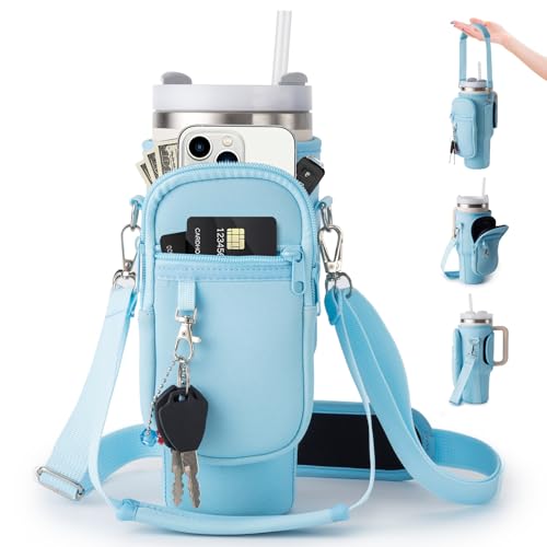 linmaya Bolsa de transporte para garrafa de água com bolso para celular Stanley Cup 100 ml, suporte