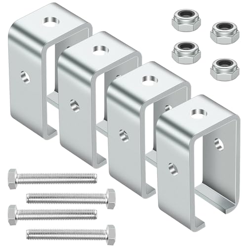4 Pack Channel Trolley Track Hanger Bracket, Intermediate Support Hanger Bracket for All 1-5/8' Strut Channel, Heavy-Duty Steel Bracket w/Bolt &Nut for Punching Bag,Electric Hoist &Rolling Door