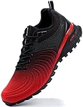 Kricely Mens Trail Running Shoes Breathable Lightweight Hiking Trekking Trainers Walking Shoes Black Red 8