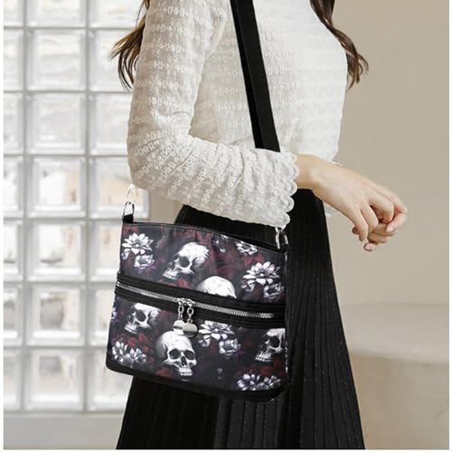 Women's Skull Shoulder Bag, Gothic Skull Wallet Y2k Backpack Street Hippie Backpack (red,One Size)2