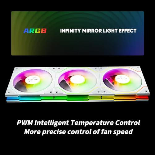 Image of Star Trall ARGB Computer Reverse Blade Case Fan,Double Sided Infinity Mirror Design Cooling Fan, 120mm CPU Case Fan PWM 800~1850RPM 58.36CFM HDB PC Case Fans (White Reverse-1Pack)