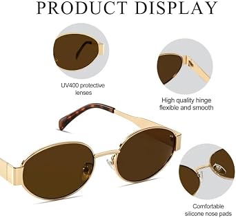 GUVIVI Retro Sunglassess For Women Men Trendy Oval Classic UV400 Protection