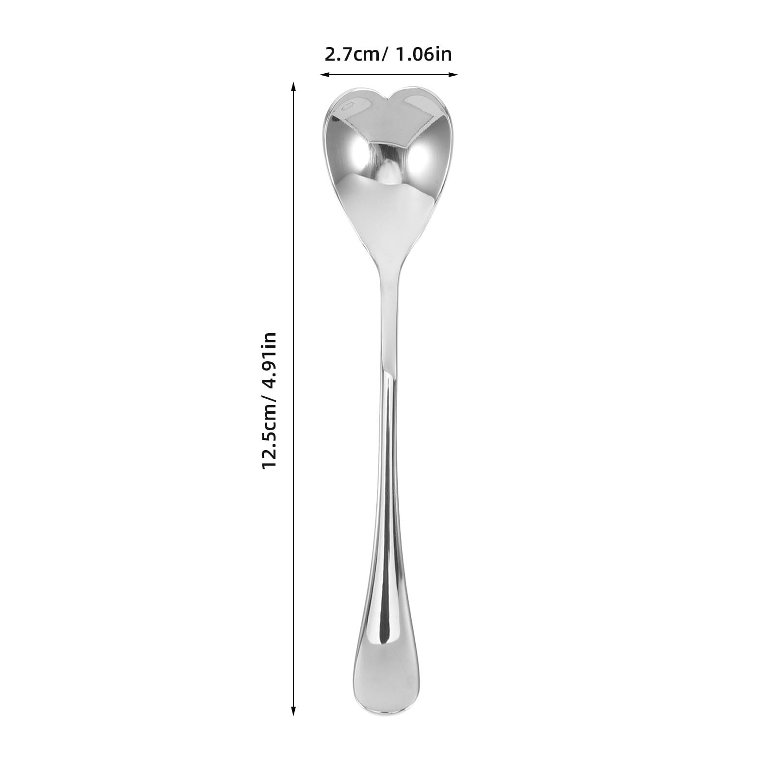 6 Cucharas de Café en Forma de Corazón de Acero Inoxidable Mango Largo, Diseño Creativo y Uso Versátil para Té, Postres y Helados