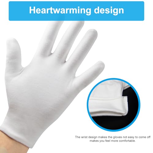 Moisturizing Gloves Overnight for Men and Women, 5 Pairs (10 Pcs), White Cotton - image 3