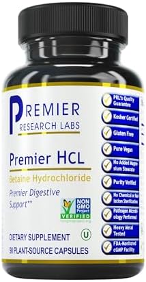 Premier Research Labs Premier HCL - Aids Nutrient Absorption & Digestive Function - Betaine HCL - 90 Plant-Source Capsules