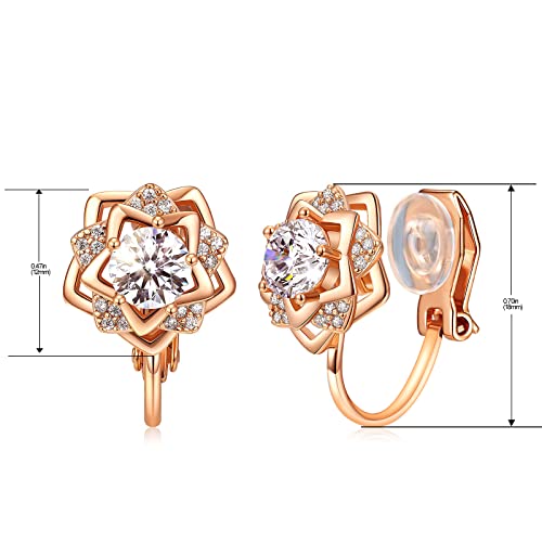 Allencoco Cz Cluster Scattered Flower Clip-On Sparkly Cubic Zirconia Non Pierced Clip On Earrings For Women Girls #TOP5