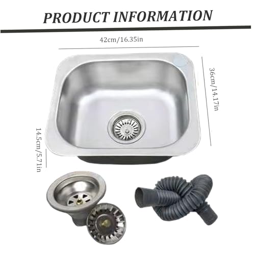 Fregadero de acero inoxidable de un seno con desagüe para encimeras compactas 5