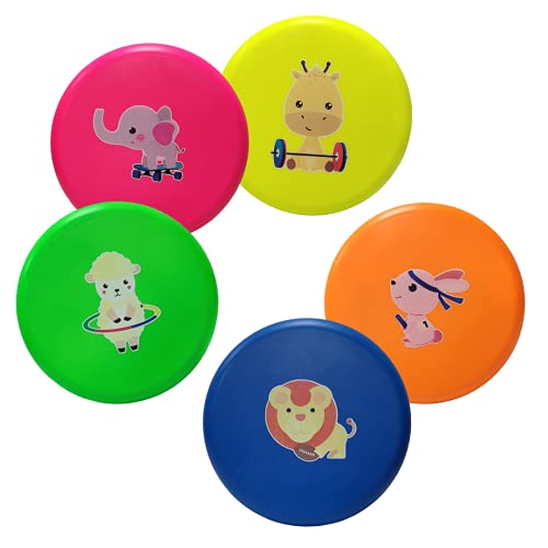 Macro Giant 21 cm PU-Schaum-Flachflugscheibe, 5er-Set, Neonfarben, Trainingsübung, Spielplatzball, Kindersport, Kickball, Sportunterricht Cover