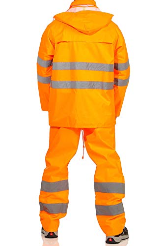 Mivaro Herren Regenanzug Warnschutz EN ISO 20471, hohe Sichtbarkeit, Größe:L, Farbe:Neonorange