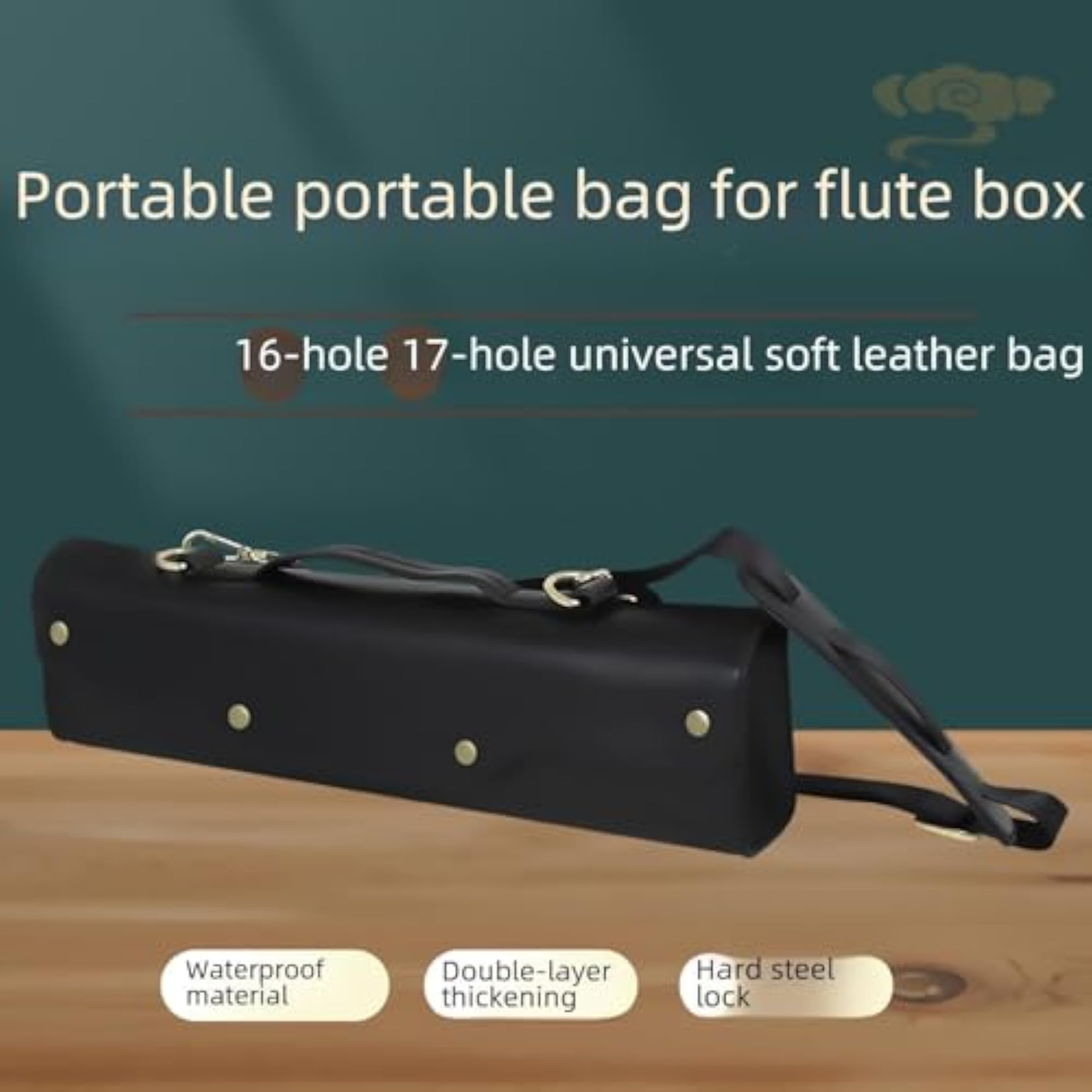 Synthetic Leather Flute Bag with Shoulder Strap