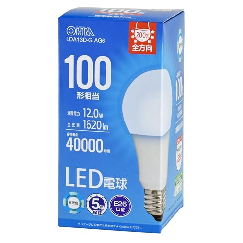 �I�[��(OHM) LED�d�� E26 100�`���� �����F�b�I�[���d�@ LDA13D-G AG6 06-3676
