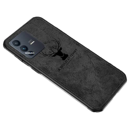 MOBILOVE Deer Pattern Cloth Texture Leather Finish Soft Fabric Case Hybrid Protective Case with Camera Protection for | Vivo V23 5G (Black) (B0BGZXFJ6Y) Amazon Price History, Amazon Price Tracker