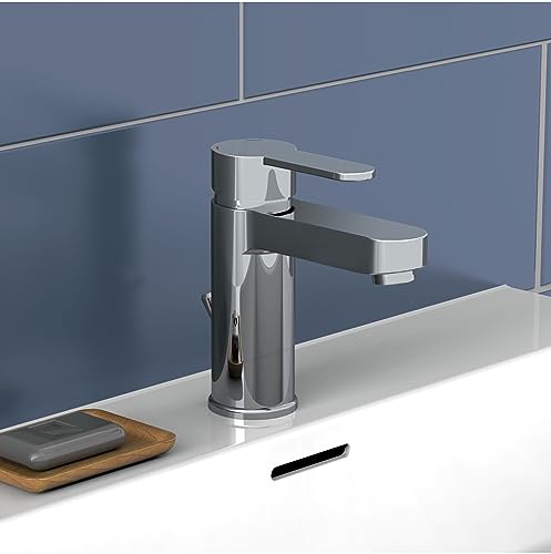 SchüTte Elephant Miscelatore Per Lavabo, Elegante Miscelatore Con Rubinetto Di Scarico Per Bagno, Rubinetto Per Bagno Con Scarico A Scomparsa, Rubinetto Per Bagno Lavabo Cromo, 34210 - 7
