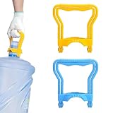 Uadbau 2Pcs 5 Gallon Water Bottle Handles - Stable Ergonomic Handles with 5 Gallon Water Bottle Caps - 5 Gal Bottle Carrier Rubberized Anti-Slip Holder for Prevents Tilting - Blue & Yellow