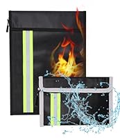 Feuerfeste und wasserdichte Tasche 2er Set (38 x 25,8 cm, 20 x 14 cm), Aus Silikon-Fiberglas, Feuerfeste und Wasserabweisend Dokumententasche für A4 Dokumente, Passport Rechnungen Geld Wertsachen