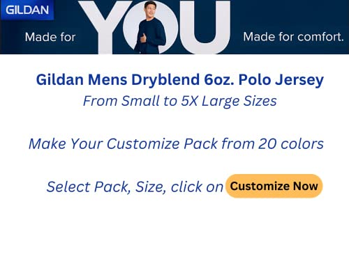 Gildan Mens Polo Shirt Modern-Fit Cotton Blend Short Sleeve Tee, Multipack 1I2I6I10- Make Your Own Color Set!2