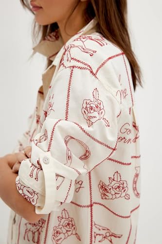 Button Down Shirts for Women Y2K Boho Floral Long Sleeve Flowy Blouse Cute Vintage Aesthetic Shirts Going Out Top4