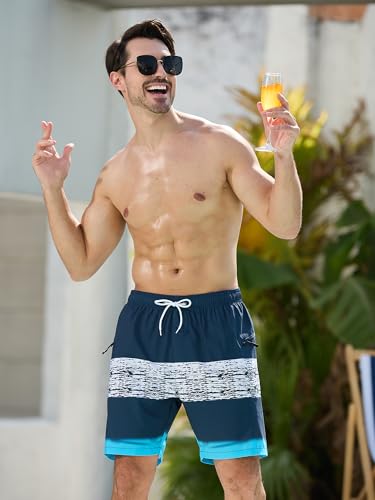 SILKWORLD Quick Dry Mens Swim Trunks with Compression Liner 7" Mens Bathing Suits with Zip Pockets2