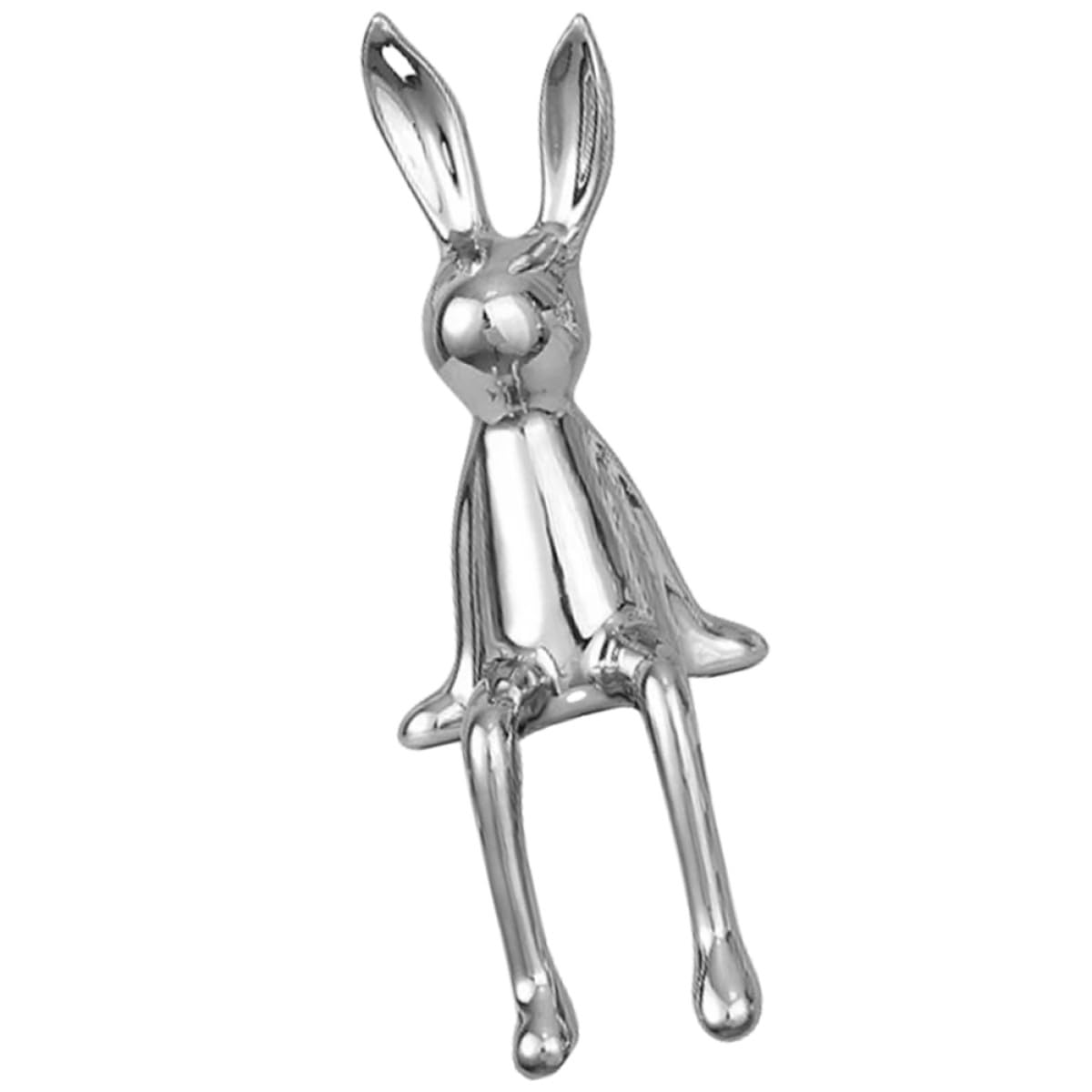 Ornement Lapin Design Artistique en Céramique Argentée Haute Qualité