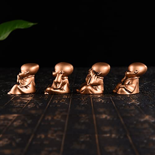 Set de 4 estatuas de monjes en resina decorativas miniatura 4