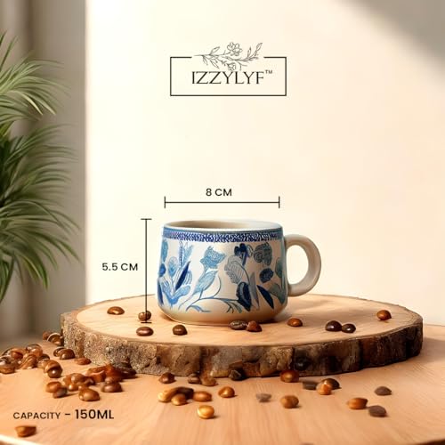Image of 'Garden Whisper' Premium Ceramic Tea Cup Set with Kettle & 6 Cup | Floral Printed Ceramic Cup with Teapot | Handcrafted Microwave & Dishwasher Safe | Tea Serving Set for Home, Office & Gifting