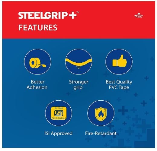 Steelgrip+ PVC Electrical Insulation Tape – 1.70 cm × 6 m, Black view 2