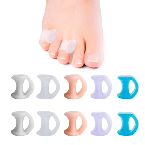 10 Pcs Separateur Orteil En Gel,Petit Correcteurs D'orteils,Redresseur Orteil,Separateur Orteil Silicone,Orthese Pied, Pour Les Orteils Qui Se Chevauchent, Les Ampoules,...