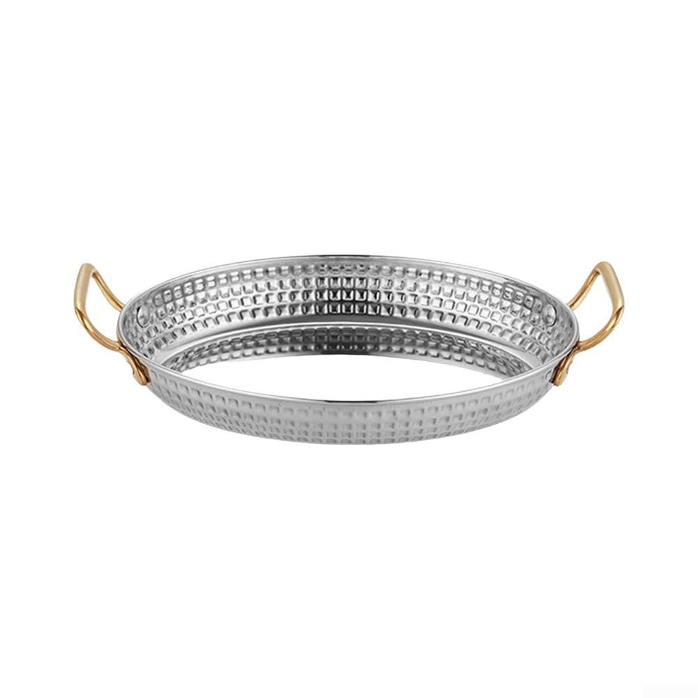 Paellera Oval para acero Pulido Doble Asa 14cm para profesional(sliver 14cm)