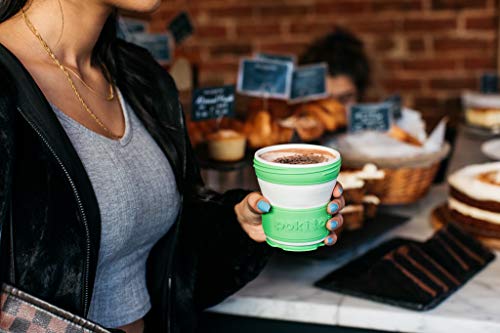 Pop Up/Collapsible/Reusable/Eco-Friendly/Folding 3-Sizes-in-1 Travel Cup/Mug with Leak-Proof Lid for Hot and Cold Drinks (Fits in Pocket or Bag; Great Gift for Coffee or Tea Lovers), Lime