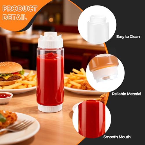 Image of 12 Pack 32 oz Condiment Squeeze Bottles for Restaurant Large Plastic Sauce Squeeze Bottles Inverted Refillable Sauce Dispensers for Ketchup, Dressing, Kitchen, Catering