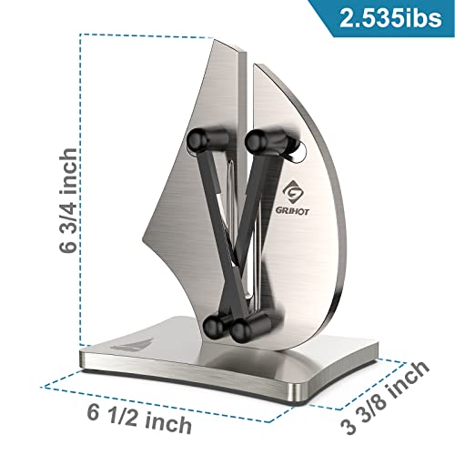 Professional Kitchen Knife Sharpener - Auto-Adjust Solid Stainless Steel And Tungsten Carbide Knife Sharpener In Sailboat Shape For Steel Knives By Grihot. #TOP7