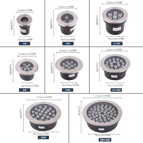 DARZYS Buried Light, LED Underground Lamp, Waterproof Underground Light, Outdoor Round Recessed Spotlight, Decking Lights, Outdoor Recessed Garden Light(Blue,1W)