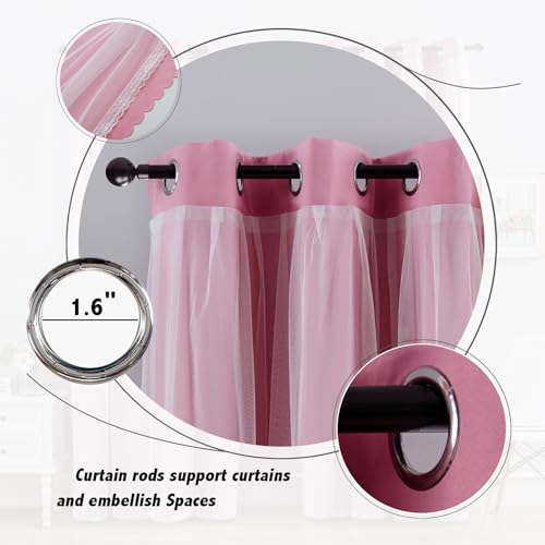 Image of Anytime Double Layer Blackout Curtains 2 Panels,52Wx120L,Pink