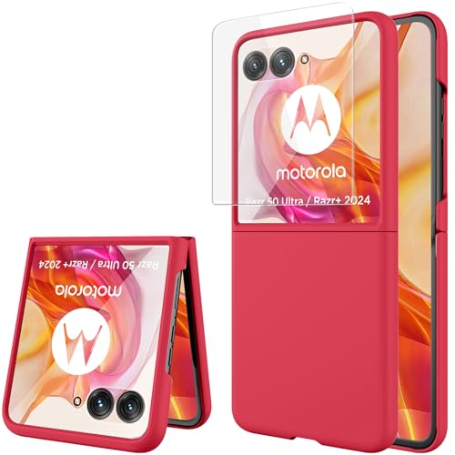 Coque Motorola Razr Plus 2024 Miimall fine rouge avec protection charnière PC rigide