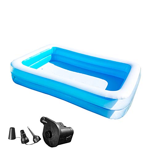ビニールプール 198cmx148cm ビッグサイズプール&エアーポンプセット (スカイブルー)
