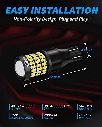 Yorkim 921 Led Bulb 912 Led Reverse Light Super Bright 3014 3030 58-Smd Chipsets Error Free, 921 Led Backup Lights T15 Led Bulb 906 904 902 W16W 921 912 Reverse Lights, 6500K White, Pack Of 2 #TOP5