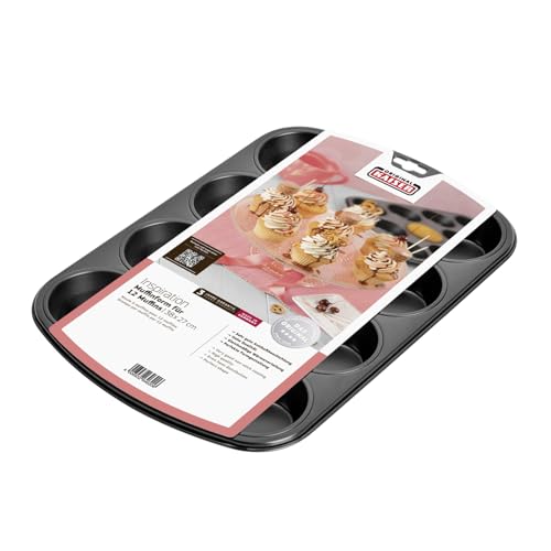 Foto von Original Kaiser Inspiration Muffinform Blech für 12 Muffins, Muffin Backblech 38 x 27 cm, antihaftbeschichtet, Standardgröße, Cupcake Formen, schwarz