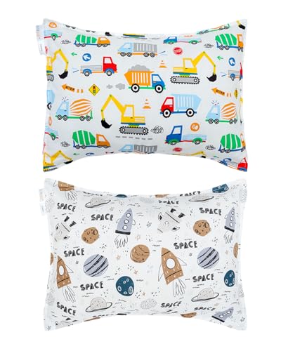 Image of ALVABABY Toddler Pillowcases 2 Pack Organic Cotton Fit 13 inchx 18 inch or 12 inchx16 inch Kids Pillow Cover Envelope for Girl Boy Travel(Pillowcase Only)