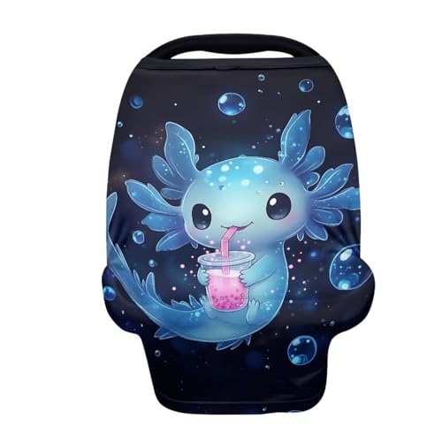 Image of Axolotl Breast Feeding Cover Cat Carseat Covers Baby, Breathable Nursing Covers Breast Feeding Covers for Women, Infant Carseat Canopy Black