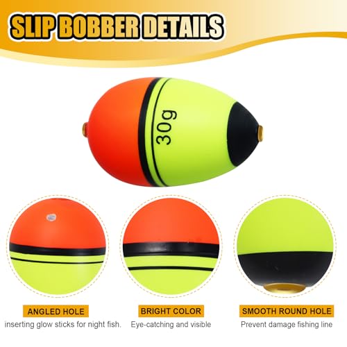 CWSDXM Slip Bobbers Float, EVA Fishing Floats and Bobbers with Hole for Crappie, Walleye, Panfish & Bass, Adjustable Sliding Bobbers with Floatage from 0.35oz to 4.23oz (30g Floatage-5PCS) - image 3