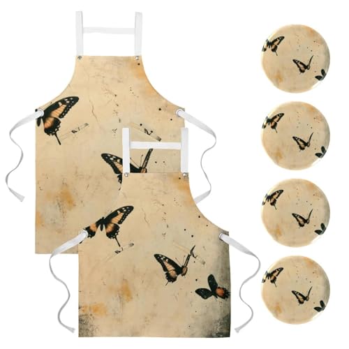 Tablier de cuisine pour nettoyage de la maison et bistrot lot de 2 pièces multicolores